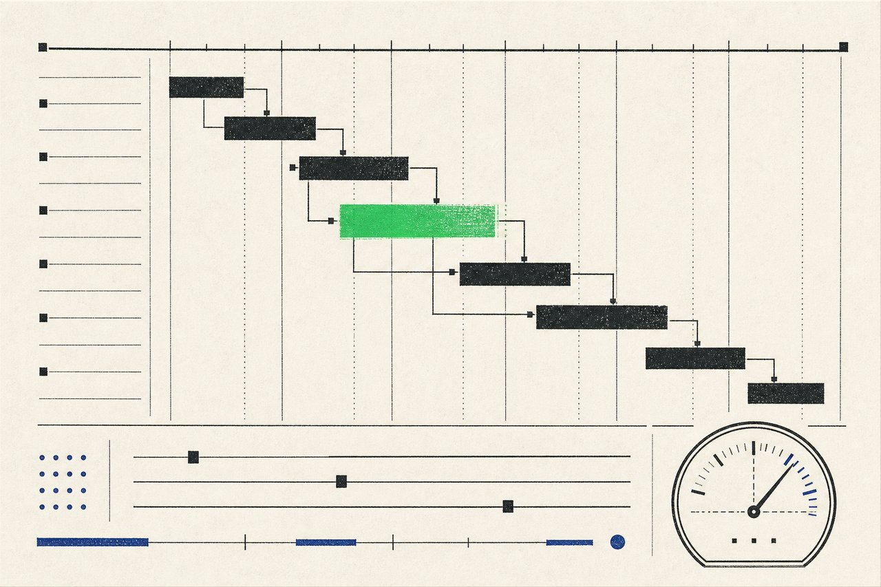 Ranked project management tools on a paper worksheet with weight sliders and score bars